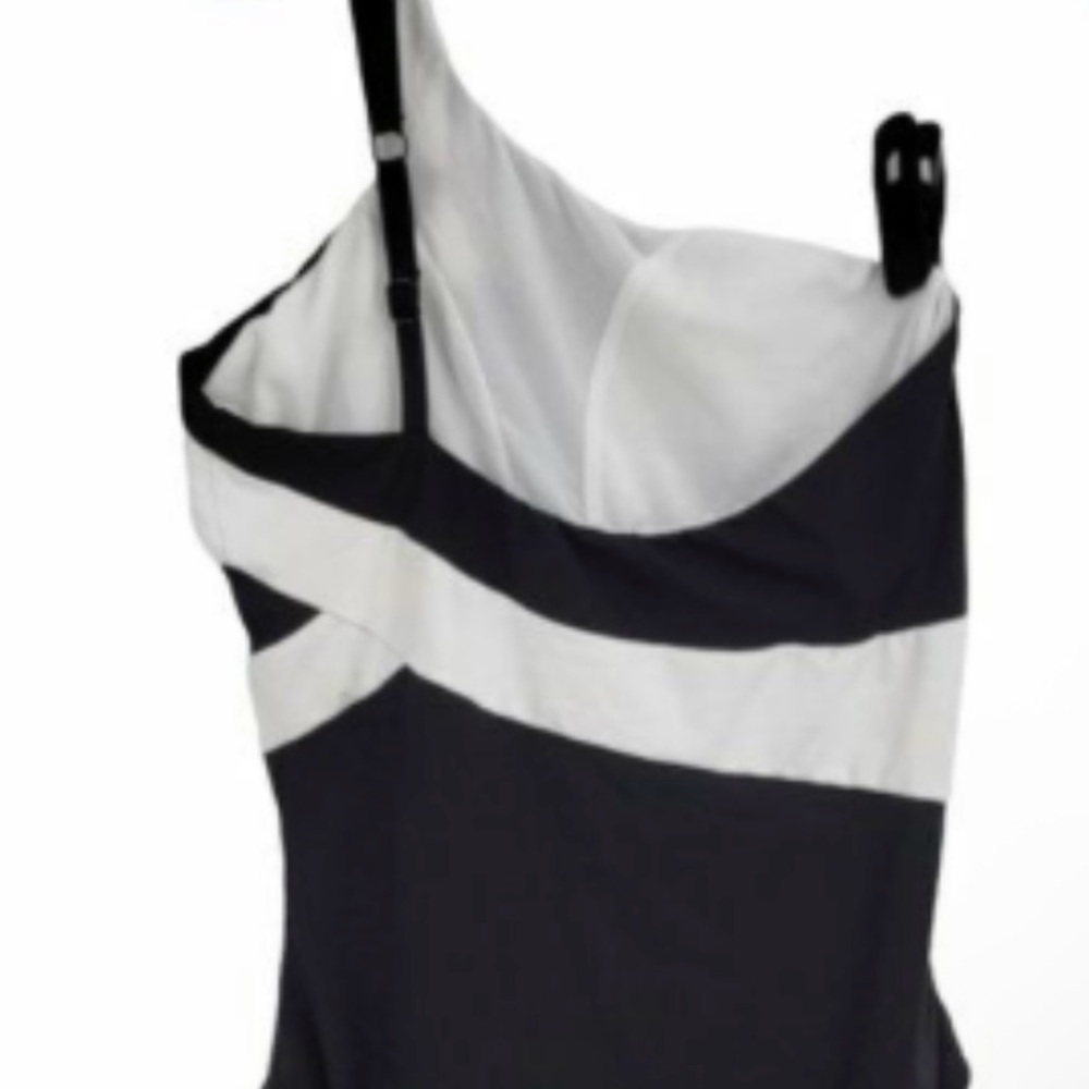 Kenneth Cole New York Black and White One-Piece Swimsuit Asymmetrical Design - Picture 3 of 5